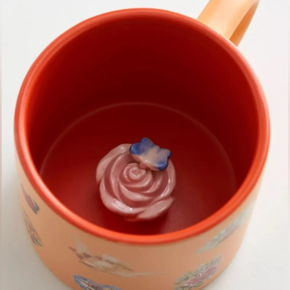 Urban Outfitters Mug Hidden Icon NEW Ceramic Butterfly Floral Unique